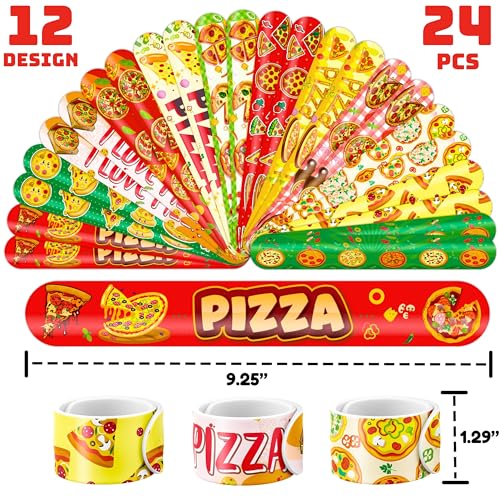72-Piece Pizza Party Favors Set - Tattoos & Slap Bracelets