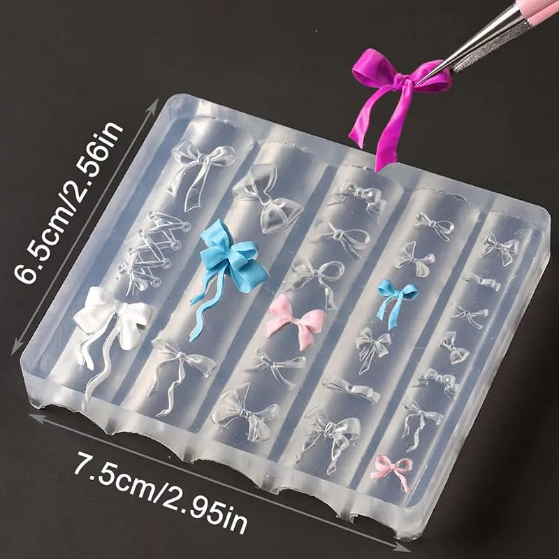 3D Bowknot Silicone Nail Mold for DIY Gel Nail Art - Reusable