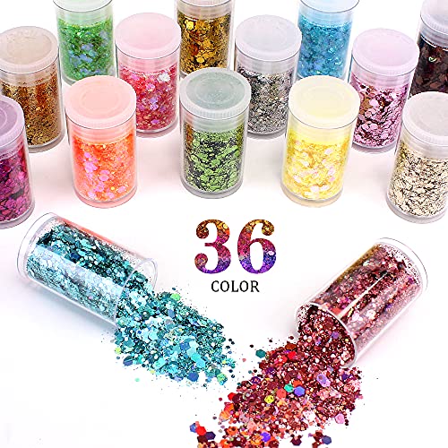 Estanoite 36 Colors Chunky Glitter Mix – Face, Nail & Body