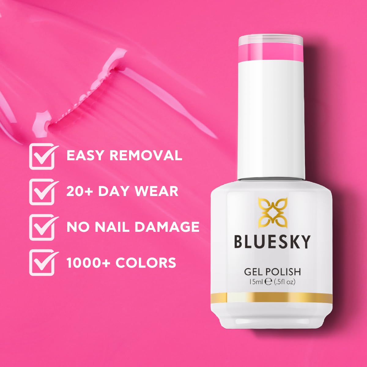 BLUESKY Gel Polish for Nails Color Pink Fragrant, Salon Manicure Single Bottle, Long Lasting&Chip Resistant,15ml,DC050P/FANTASY PINK