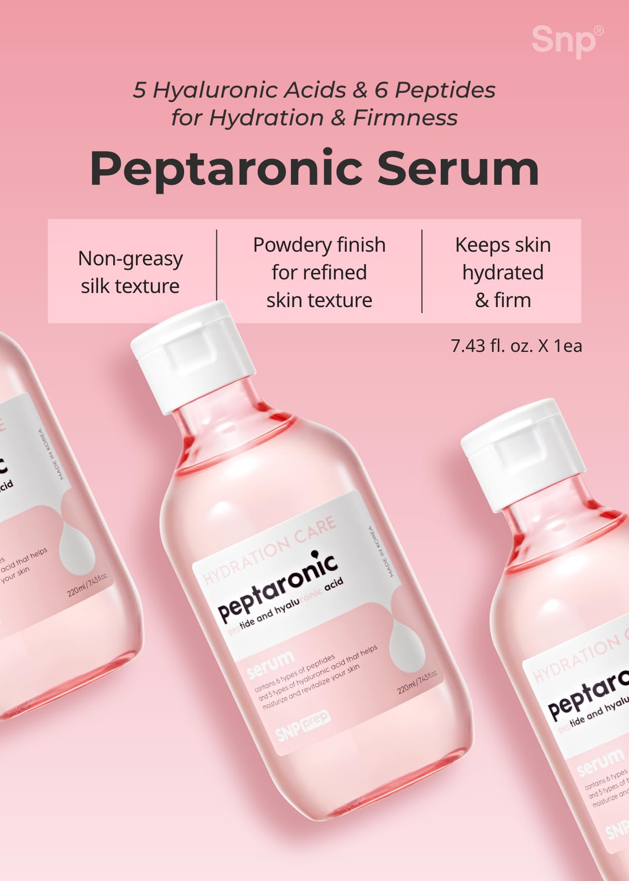 [K Beauty Snp] 4-in-1 Peptaronic Skincare Set | Peptide and Hyaluronic Acid Complete Skin Care Set | Includes Facial Toner, Cream, Face Serum, and Ampoule Sheet Face Masks | Skin Care Gift Set of 1