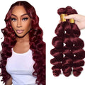 #99J Burgundy Loose Deep Wave Human Hair Bundles 20-24 Inch