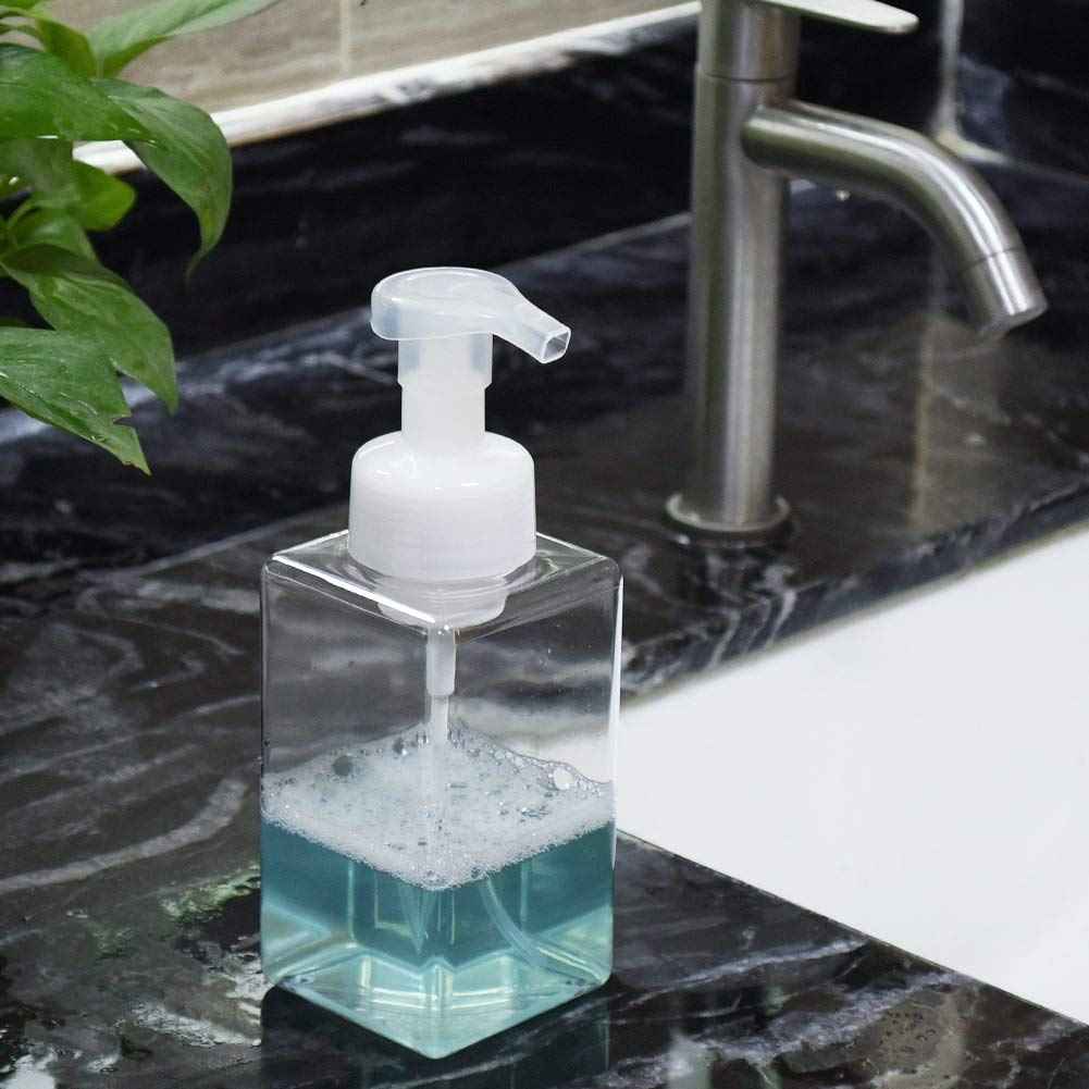 UUJOLY Foaming Soap Dispenser, 450ml (15oz) Refillable Pump Bottle Plastic for Liquid Soap, Shampoo, Body Wash (2 Pcs) (Clear)