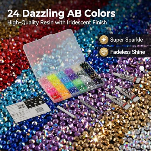 Worthofbest 33,000 Pcs 3mm Flatback Rhinestone Kit with B7000 Glue & Tools