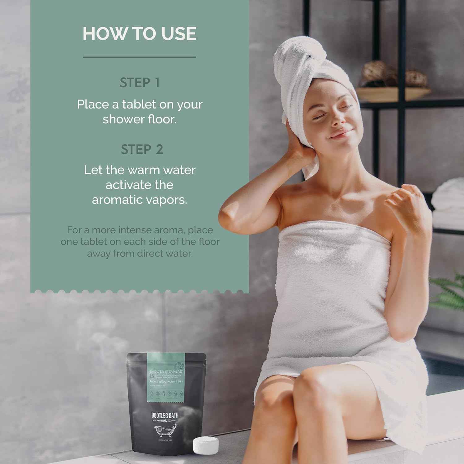 BOOTLEG BATH Shower Steamers Aromatherapy Eucalyptus and Mint 15 Pack, 100% Pure Essential Oil, All Natural, for Men and Women, Made in USA