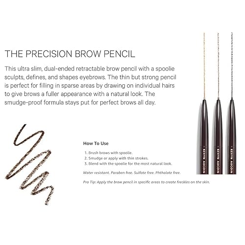 Kevyn Aucoin The Precision Brow Pencil, Dark Brunette: Ultra slim, thin and strong. Retractable plus spoolie brush. Pro makeup artist go to. Sculpt, define and shape eyebrows. Stay put, smudge-proof.