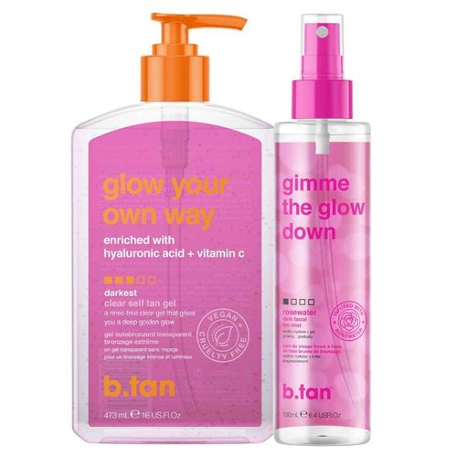 b.tan Clear Self Tan Gel & Face Mist Kit | Glow Your Own Way + Mist Bundle - Transfer-Resistant Self Tanning Gel with Gradual Tan Face Mist