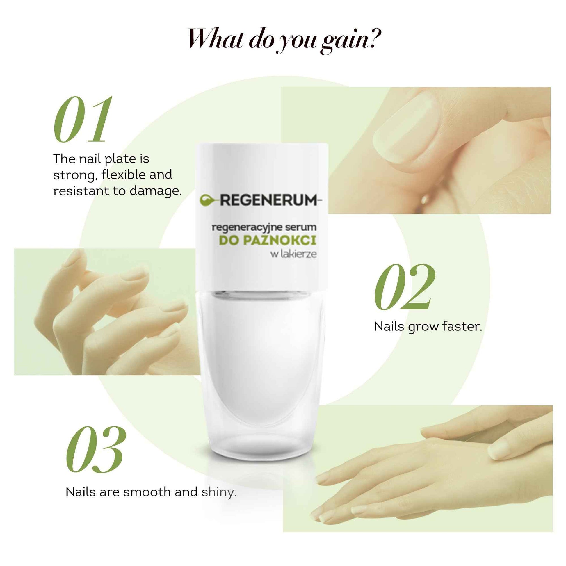 Regenerum - Regenerative Nail Polish Serum - Strengthens and Protects Nail Plate, Vitamin Complex, Minerals, Algae Oil, Stimulates Growth - 8ml