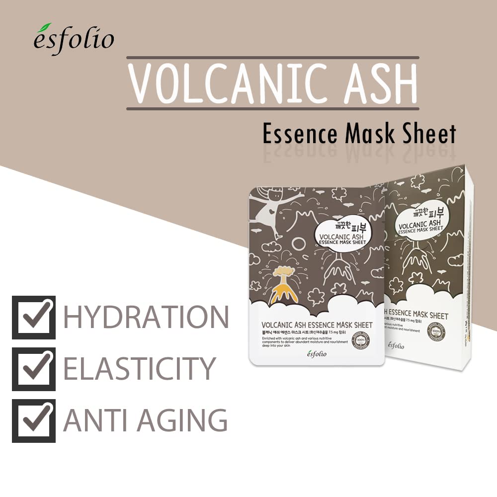 Esfolio Pure Skin Mask Box, Volcanic Ash Essence, 11.8 Ounce