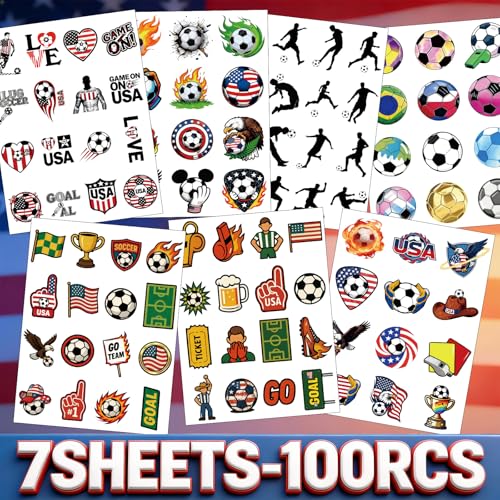 100-Piece Temporary Soccer Tattoo Set ? Premium Football Designs, Pre-Cut for Easy Application, Ideal for Party Supplies, Gifts, and Fan Events