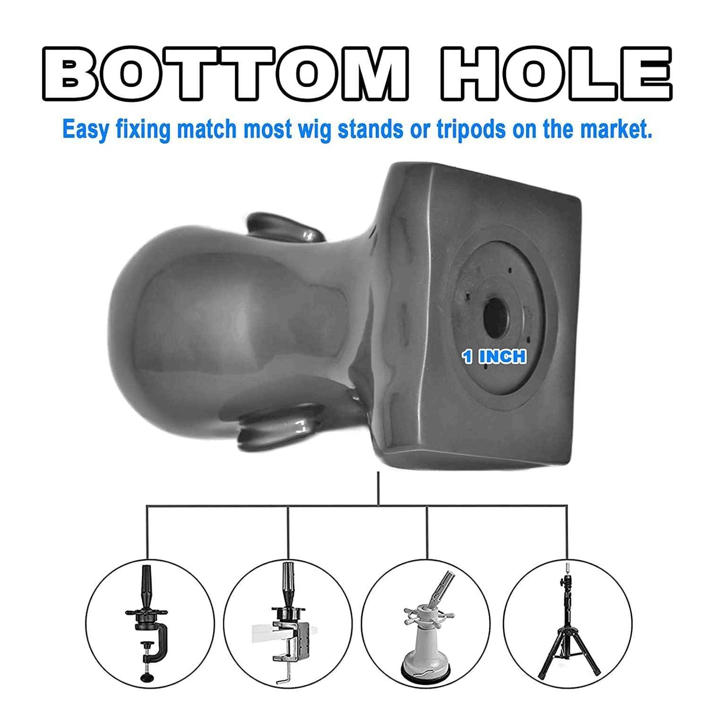 FLWAI PVC Silver Grey Male Mannequin Head Display Head Stand Wig Display Head Model Men Manikin Head Dolls for Display Headset, Headphone, Game Console, Hats, Wigs Jewellery (Silver Grey)