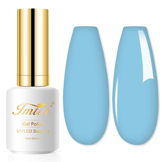 Imtiti Light Blue Gel Nail Polish, 1 Pcs 0.5 fl oz Light Sky Blue gel nail polish Color Soak Off Gel Polish Nail Art Manicure Salon DIY Nail Lamp Gel Nail Design Christmas Decoration