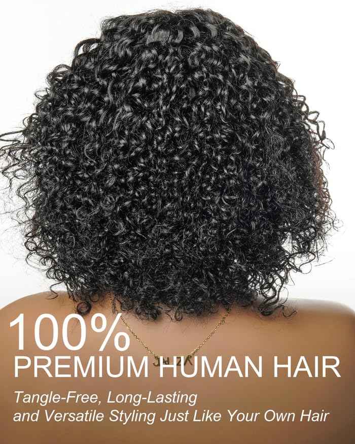 JALIZA 14" 100% Virgin Human Hair Deep Wave Wig on Clearance - Bob Glueless Pre Cut Pre Bleached HD Lace 180 Density Wear to Go