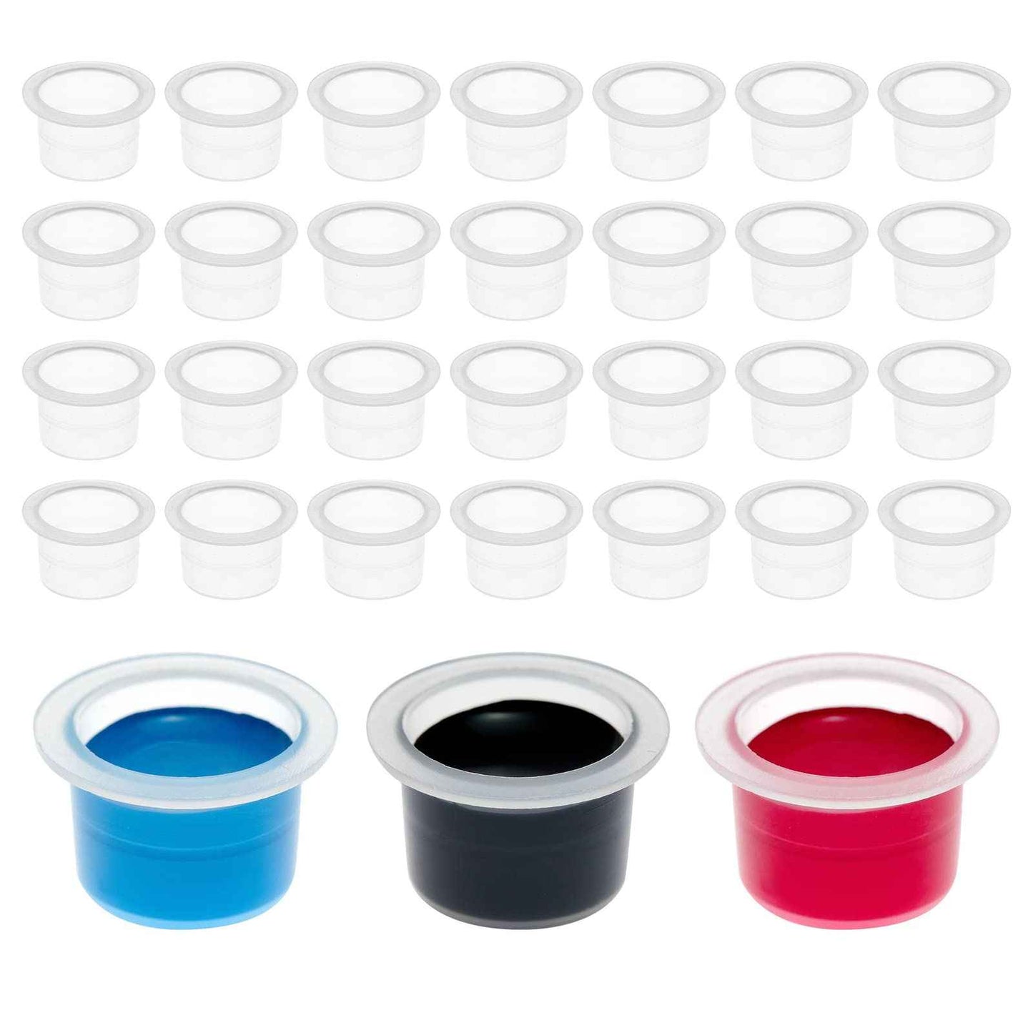 Stockroom Plus Medium Disposable Tattoo Ink Caps - Crystal Clear Ink Cups - Stable Wide Base Plastic Caps - Cup Organization & Tattoo Supply Organizer - 1000 Pack, 12mm ID/17mm OD/11mm H