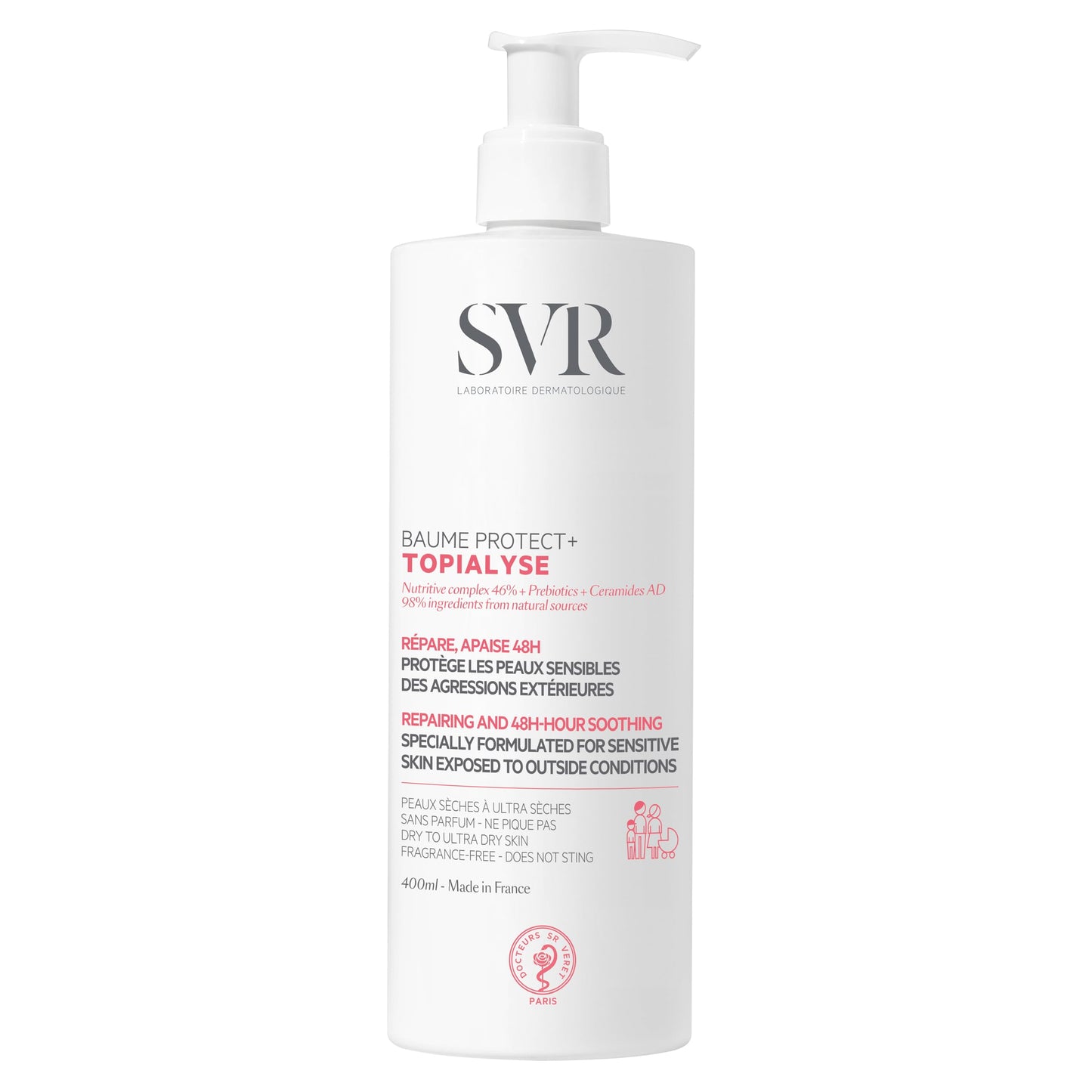 SVR Topialyse Intensive Balm Face & Body Moisturizer with Ceramides. 48hr Itch Relief for Dry Skin. Suitable For All Ages. Fragrance Free, 13.5 Fl Oz