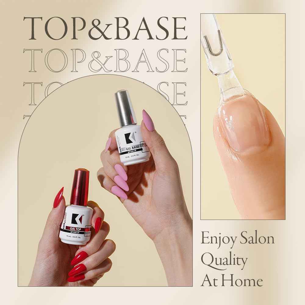 KUPA Gelfinity - Soak Off Gel - Base & Glossy Top & Matte Top Coat (No-Wipe) 0.5 Fl Oz Pack of 3