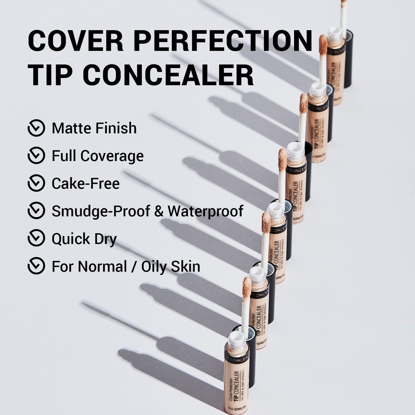 THE SAEM Cover Perfection Tip Concealer, Liquid Multi-Use Concealer, Full Coverage Makeup for Acne Dark Spots Dark Circles Hyperpigmentation and Blemishes, 0.2 fl. oz. (#1.5 Natural Beige)