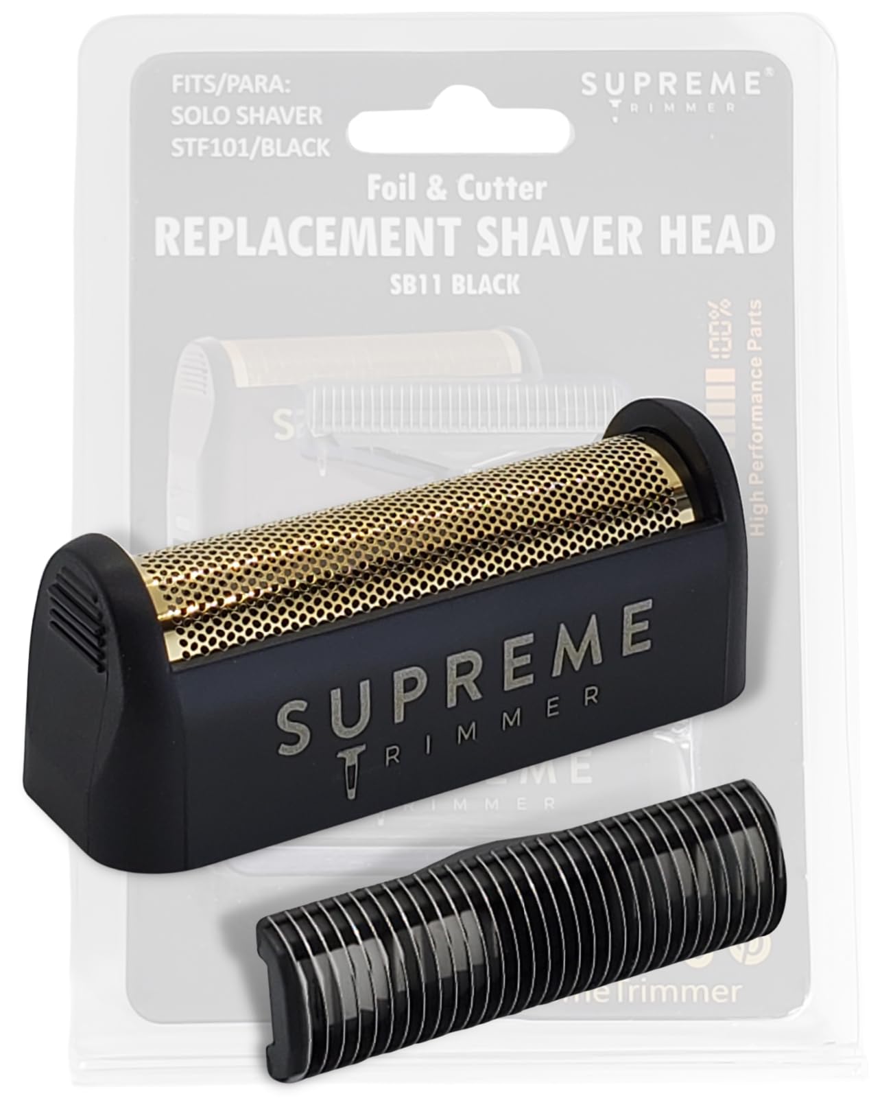 Supreme Trimmer Replacement Foil & Cutter SB11 | Hypoallergenic Foil for STF101 SOLO | Black