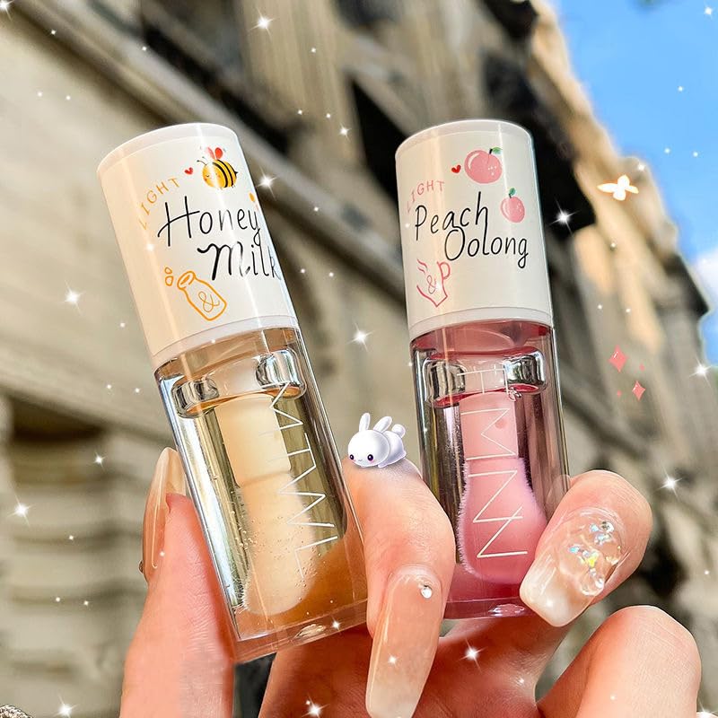 Crystal Jelly Peach Honey Lip Oil with Large Brush
