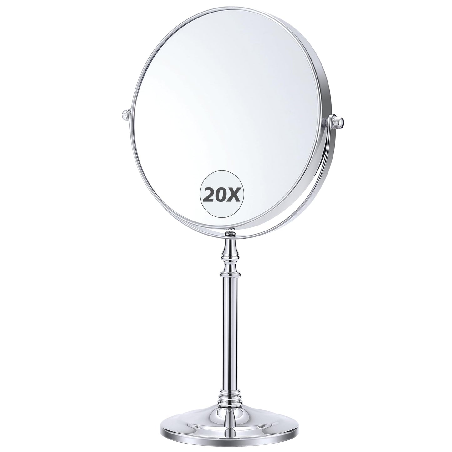 MIYADIVA Magnifying Mirror 20x, Double Sided 1X & 20X Magnifying Mirror on Stand, Large Tabletop Magnified Vanity Mirror, Magnified Mirrors with 360°Rotation for Bathroom or Bedroom,8 Inches