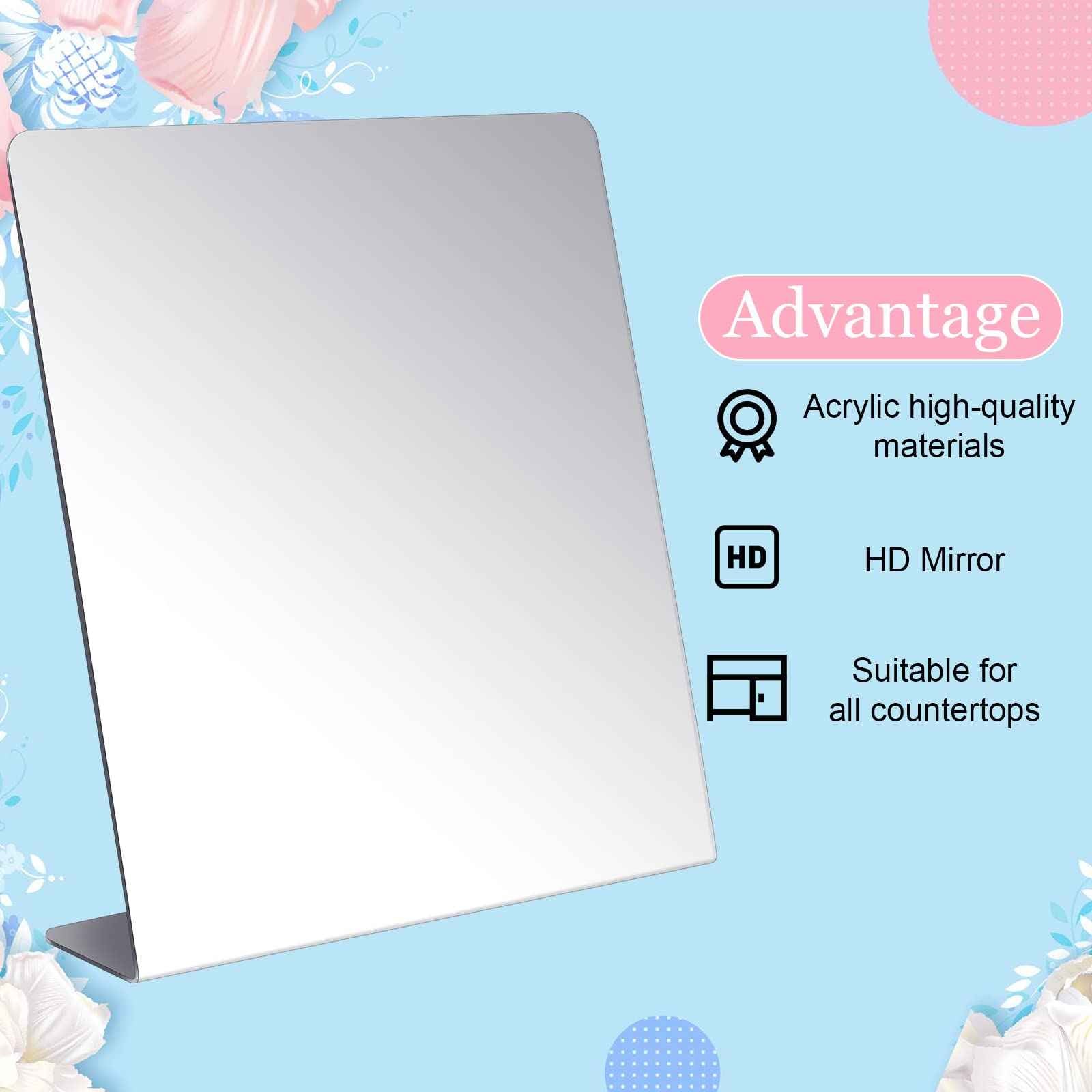 Amyhill 4 Pcs Counter Top Mirror Freestanding Mirror Single Sided Acrylic Desk Glass for Tabletop Bedroom, Office, Bathroom, Dorm, Home (8.5 x 11 Inch)
