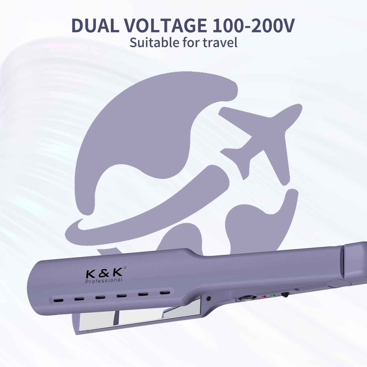 K&K 1.73 Hair Straightener for Thick Hair, Extra Wide Flat Iron with Adjustable Temperature(290-450℉) Ceramic Coated Floating Panel, 30s Fast Heating, Dual Voltage, for Thick Curly Hair