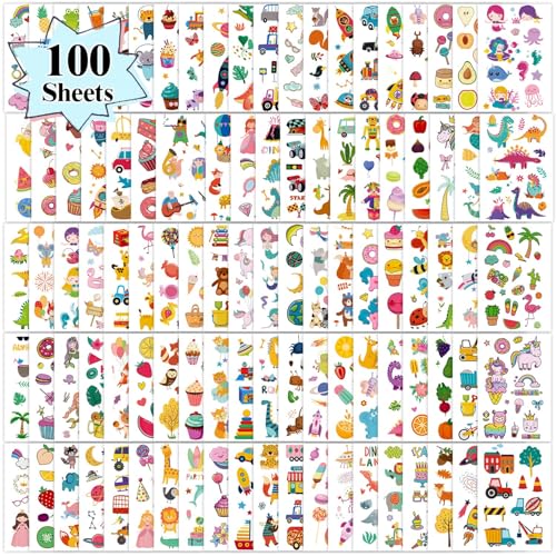 Partywind 100 Sheets Temporary Tattoos for Kids - 1150 Mixed Styles