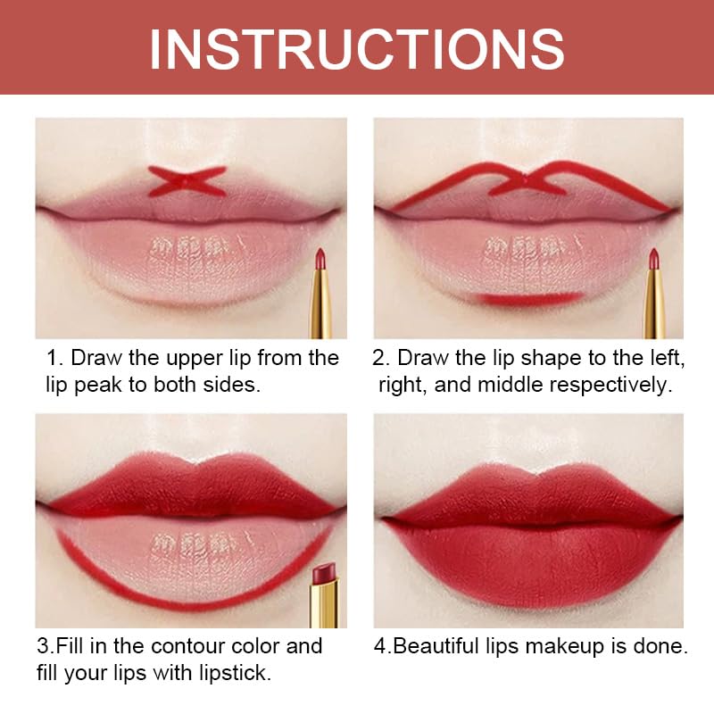 3Pcs Matte Lip Liner & Lipstick Combo Set - 24Hr Waterproof