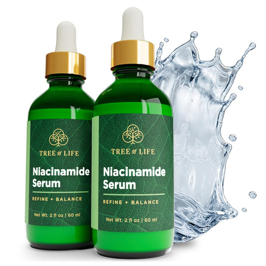 Tree of Life Niacinamide Vitamin B3 Serum, Hydrating Face Oil for Dark and Age Spots, Tightens Pores, Facial Serums for Sensitive Skin Care with Hyaluronic Acid and Vitamin E, 2 Fl Oz, 2 Pack