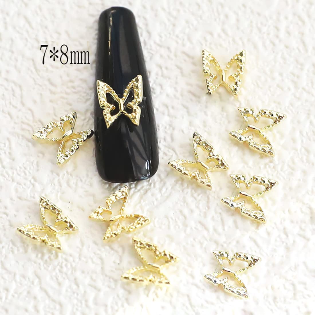 XEAOHESY 100pcs 3D Gold Butterfly Nail Charms Nail Butterfly Charms Nail 3D Charms Butterfly Charms for Nails Butterfly Nail Stickers Butterfly Nails Jewels for Acrylic Nails