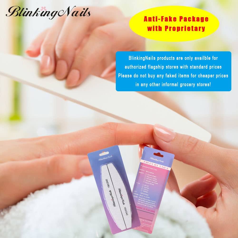 Nail Files and Buffers Professional Nail File 180/240 Grit Sanding File Set Double Side Washable Block File Nails Disposable Nail Files Bulk of Nail Art Tools