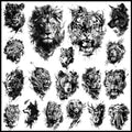 18 Pcs Realistic Tiger Bear Lion Wolf Temporary Tattoos for Men Adults - Black Fake Animals Tattoo Stickers for Men Women Adult Body Art Arm Chest Shoulder