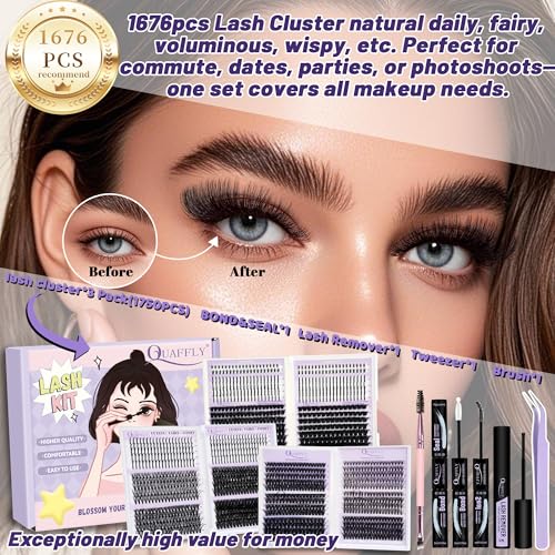 DIY Lash Extension Kit - 1676 Pcs D Curl Spike & Bottom Lashes