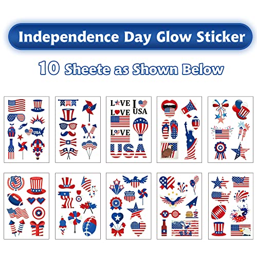 70PCS 4th of July Temporary Tattoos - Patriotic Red White Blue