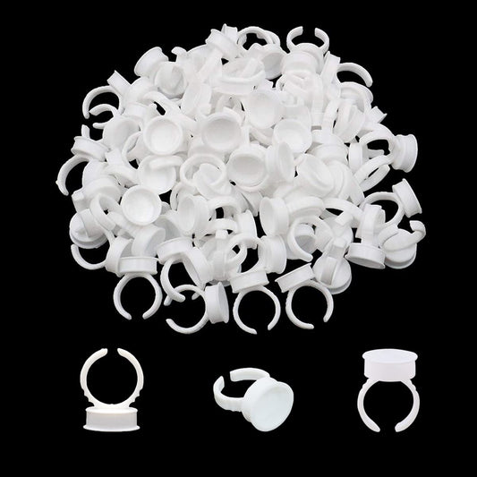 400pcs Pigment Rings Makeup Rings Tattoo Glue Holder, Disposable Plastic Makeup Rings for Nail Art Eyelash Extension (Large)