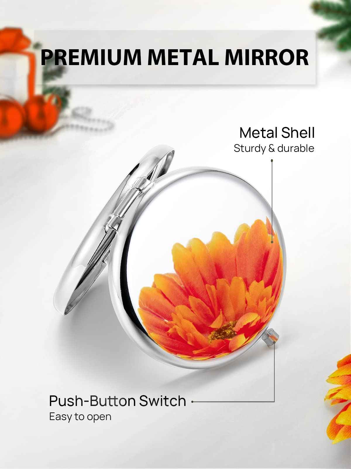 Getinbulk Compact Mirror Bulk, Pack of 6 Double-Sided 1X/2X Magnifying Metal Makeup Mirrors(Round, Silver)