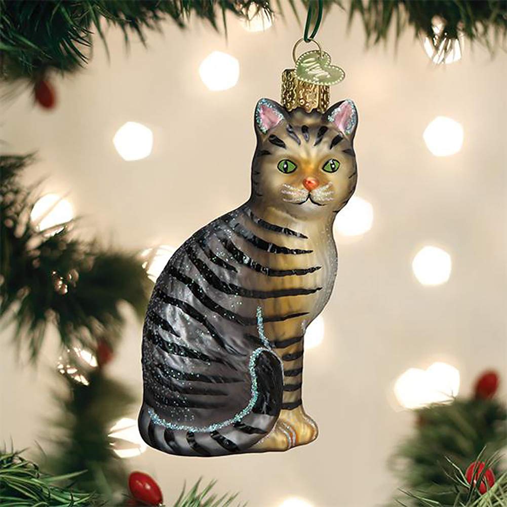 Old World Christmas Ornaments Tabby Cat Glass Blown Ornaments for Christmas Tree