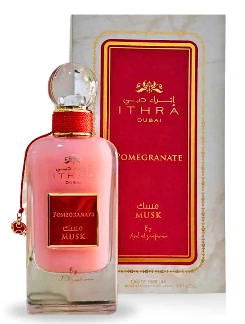 Ard Al Zaafaran Ithra Dubai Pomegranate Musk Eau de Parfum Spray for Unisex, 3.4 Ounce