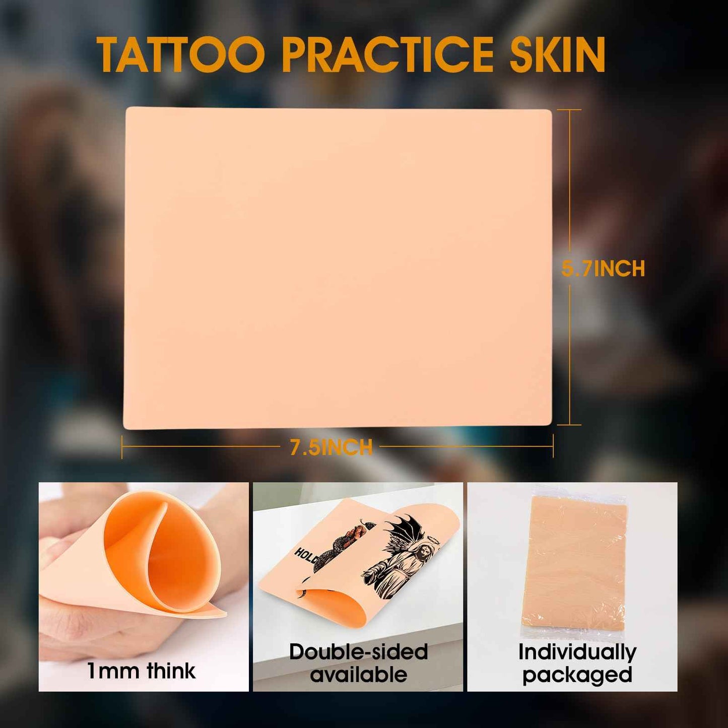 TUXIYA 50pcs Blank Tattoo Skin, Double Sided Blank Tattoo Practice Skins, 7.5x5.7in Fake Skin, for Tattooing and Eyebrow Practice – Suitable for Beginners and Experienced Artists