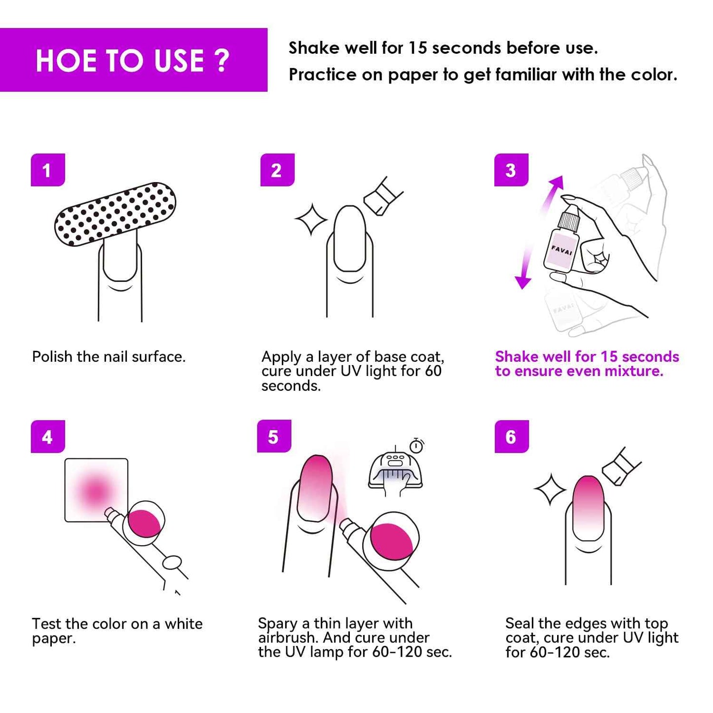 FAVAI Professional Airbrush Gel Nail Set - HOT 12 Collection | Original Airbrush Nail Formula | Fast-Dry, Smooth Gradient, Salon-Quality Finish Gel Nail Polish, Nail Design Decoration at Home,12 PCS