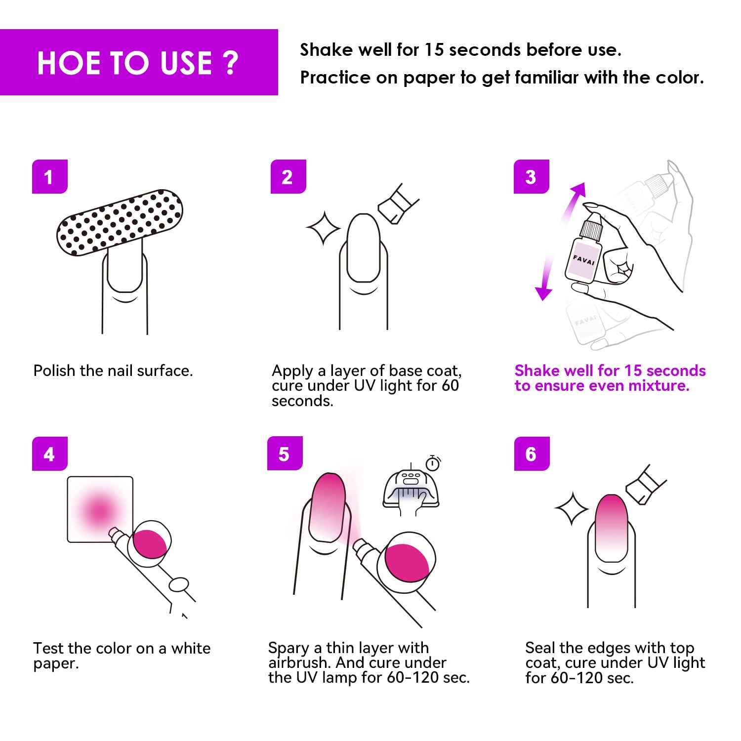 FAVAI Professional Airbrush Gel Nail Set - HOT 12 Collection | Original Airbrush Nail Formula | Fast-Dry, Smooth Gradient, Salon-Quality Finish Gel Nail Polish, Nail Design Decoration at Home,12 PCS