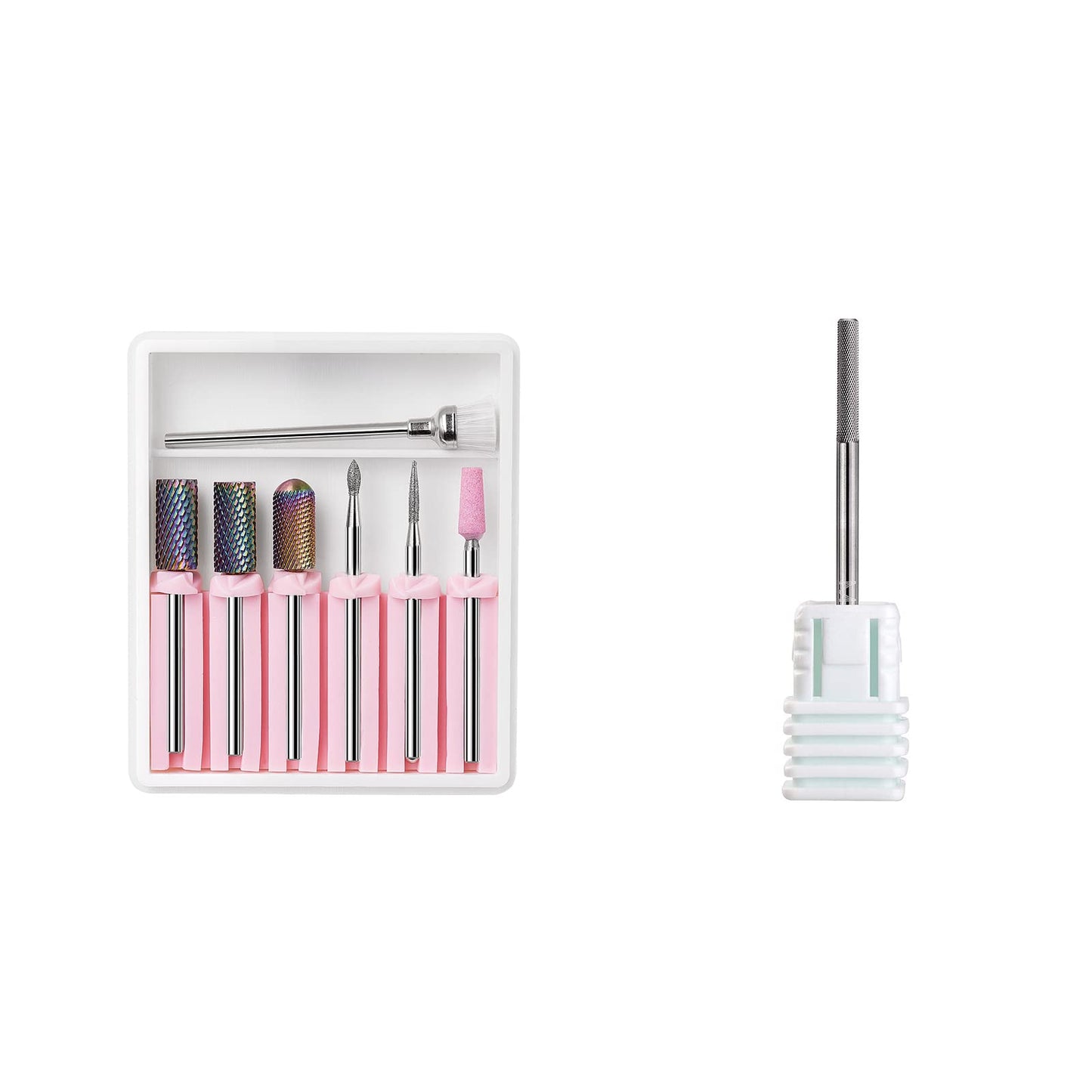 Makartt Nail Drill Bit Set B-25 Tungsten Carbide Diamond Ceramic Acrylic Nail Drill Bits 7Pcs with 3XF Nail Safety Cuticle Bit Bundle