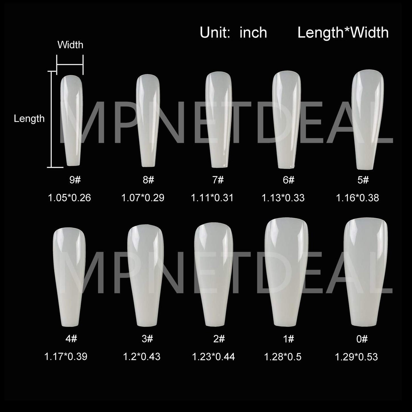 MPNETDEAL 500Pcs Coffin Nails Long Ballerina False Nail Tips Full Cover Fake Artificial Acrylic Nails Extension Tips 10 Size with a case for Nail Salon or Home Use DIY Nail Art(Natural)