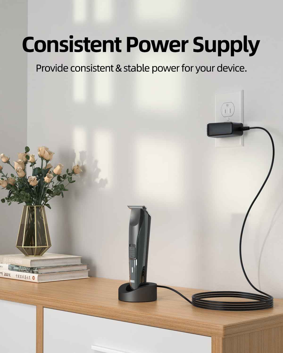 Superer 8V 5Ft Power Cord Fit for Philips Norelco HQ840 Multigroom Series 3000 MG3750 MG3760 Electric Shaver Trimmer Razor Replacement Charger Supply