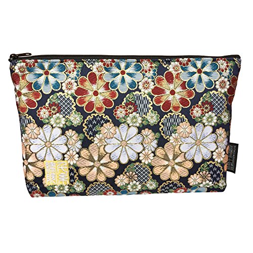 Brocade zipper pouch, lined with Nishijin brocade, size M. (Saikaranman)