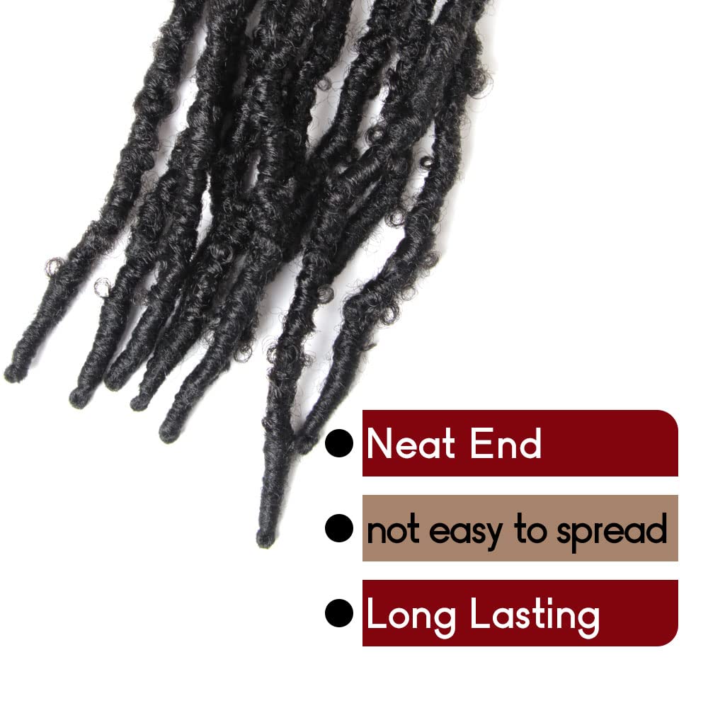 30 Inch Light Weight Butterfly Locs Crochet Hair 8 Packs Long Black Distressed Butterfly Faux Locs Crochet Hair, 1#