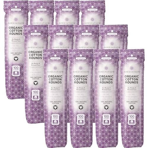 Organic Cotton Rounds, Bulk 1200 Count - Makeup Remover Pads for Face, Lint-Free