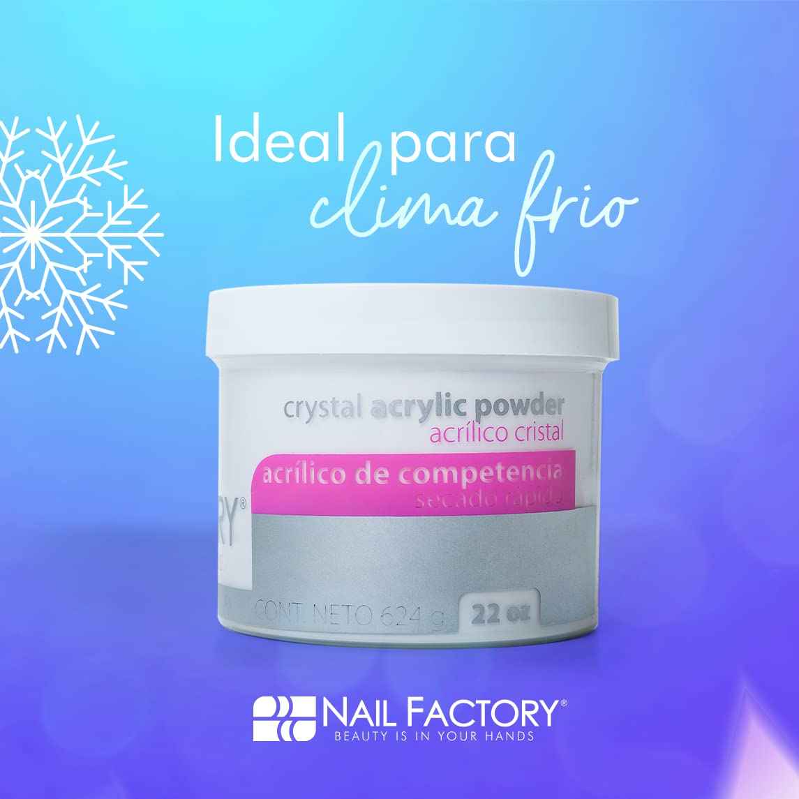 NAIL FACTORY - PROFESSIONAL GRADE FAST SET CLEAR ACRYLIC POWDER 7 OZ, Professional Acrylic Powder for Sculpting & Building Nails.