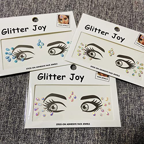Mermaid Tear Face Gems Rhinestone Tattoo Stickers 3-Pack