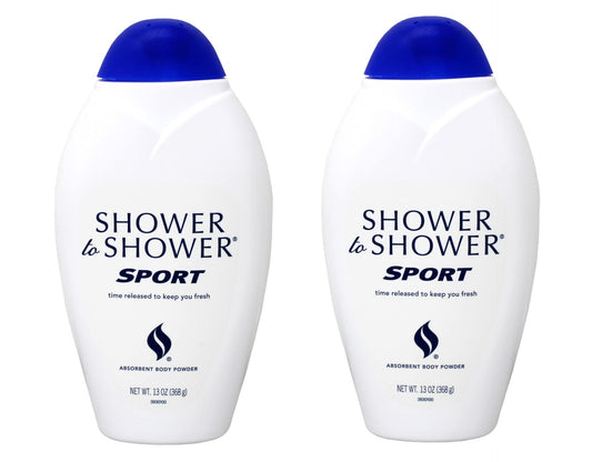 Shower to Shower Absorbent Body Powder, Sport, 13-Ounce Bottles (Pack of 2)